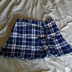 Old School Brandy Melville Navy Plaid Mini Skirt